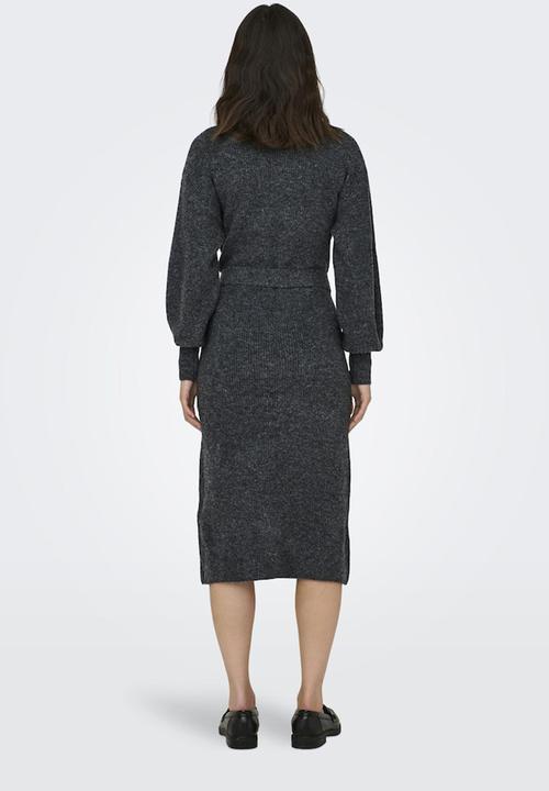 ONLY - Thilde Life L/S Dress Ex Knt - Dark Grey Melange