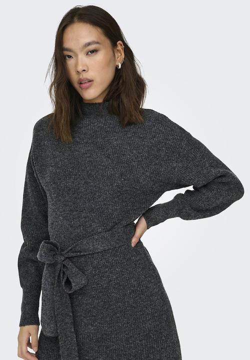 ONLY - Thilde Life L/S Dress Ex Knt - Dark Grey Melange