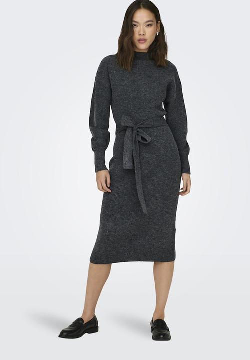 ONLY - Thilde Life L/S Dress Ex Knt - Dark Grey Melange