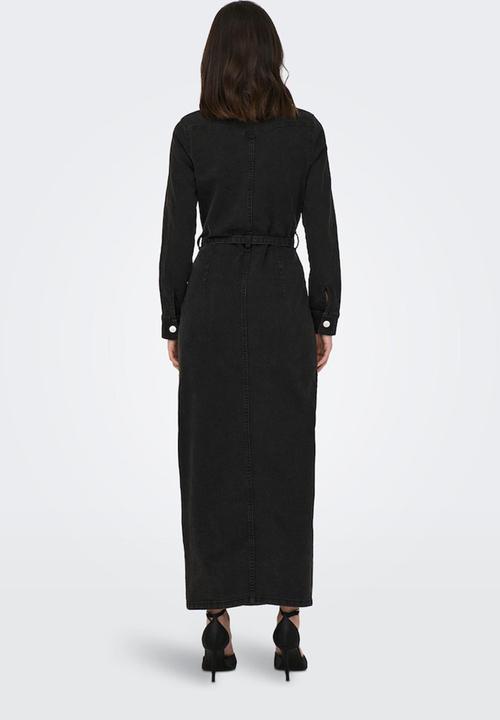ONLY - Myth Life Belt Denim Maxi Dress - Black