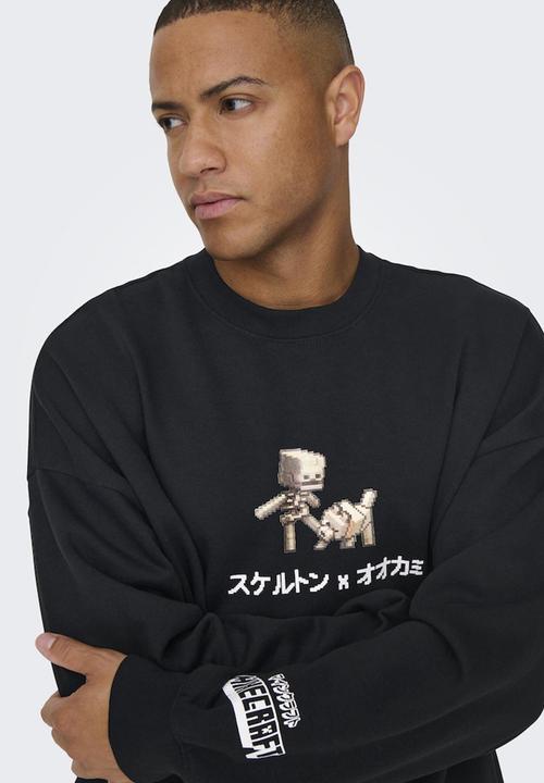 Only & Sons - Onsminecraft Vintage Fit Crew Neck Sweat - Black