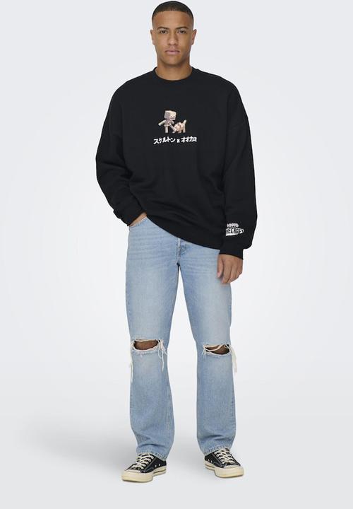 Only & Sons - Onsminecraft Vintage Fit Crew Neck Sweat - Black