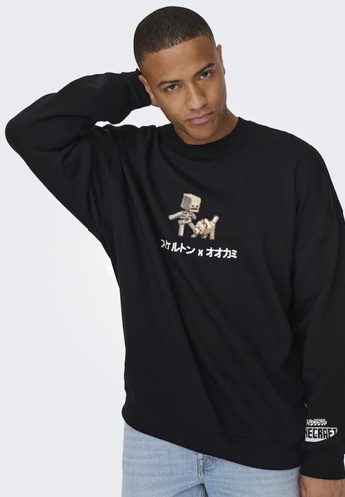 Only & Sons - Onsminecraft Vintage Fit Crew Neck Sweat - Black