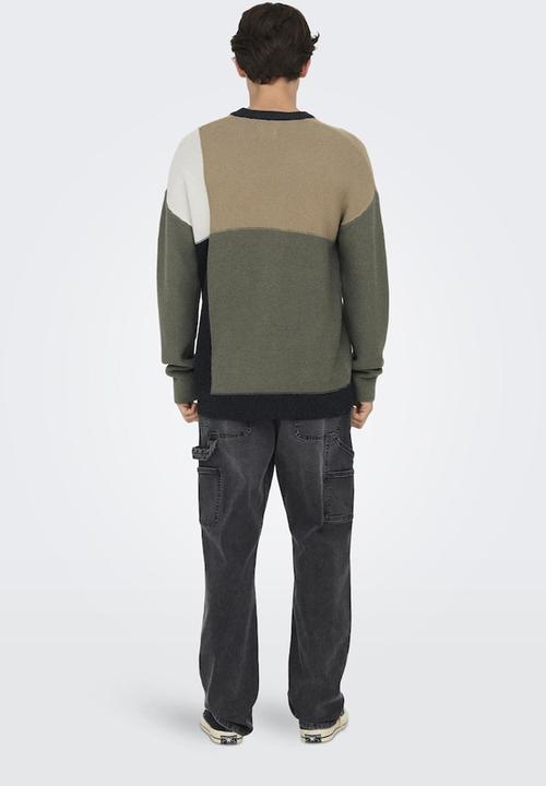 Only & Sons - Onskendruck Life Ds 5 Block Crew Knit - Silver Lining