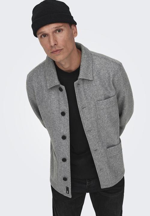 Only & Sons - OnsJax Aw Jacket Otw - Light Grey Melange