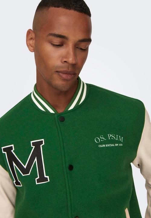 Only & Sons - ONSJay Varsity 23 Jacket Otw - Dark Green