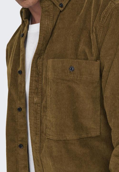 Only & Sons - ONSNewterry Reg Cord L/S Shirt - Monks Robe