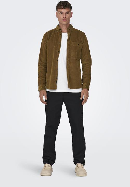 Only & Sons - ONSNewterry Reg Cord L/S Shirt - Monks Robe