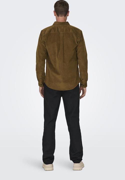Only & Sons - ONSNewterry Reg Cord L/S Shirt - Monks Robe