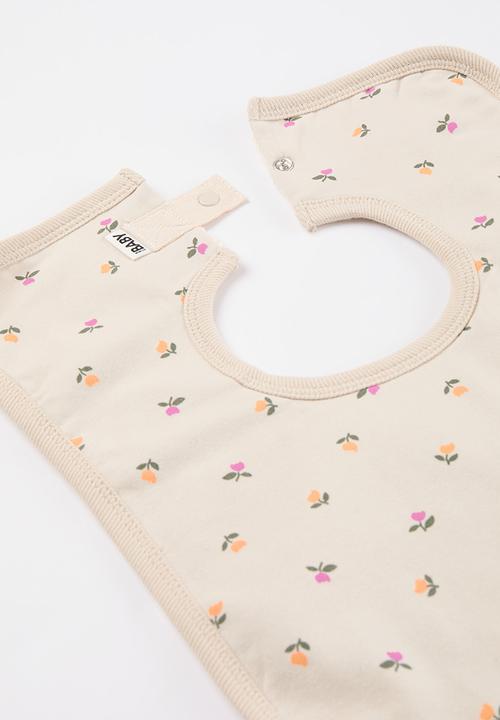 Cotton On - The short sleeve zip romper & square bib set - rainy day/tully tulips