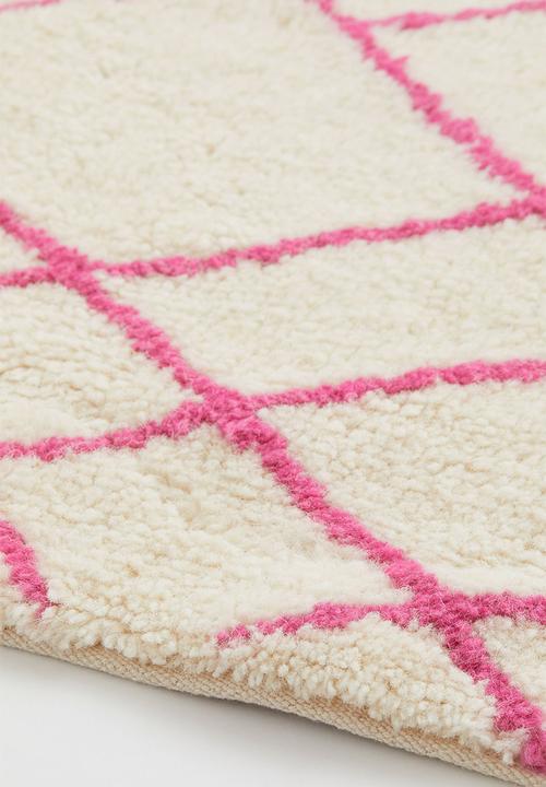 H&M - Rectangular wool-blend rug - light beige/pink