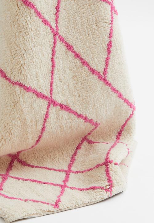 H&M - Rectangular wool-blend rug - light beige/pink