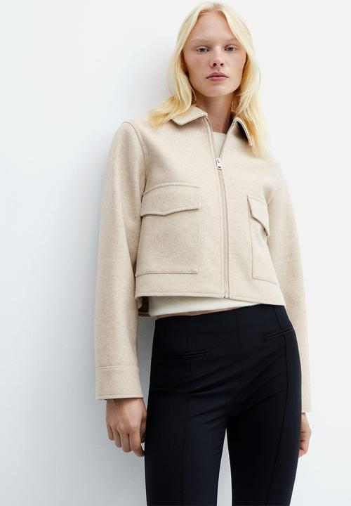 MANGO - Jacket zipi - light beige