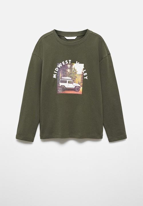 MANGO - T-shirt midwest - dark green