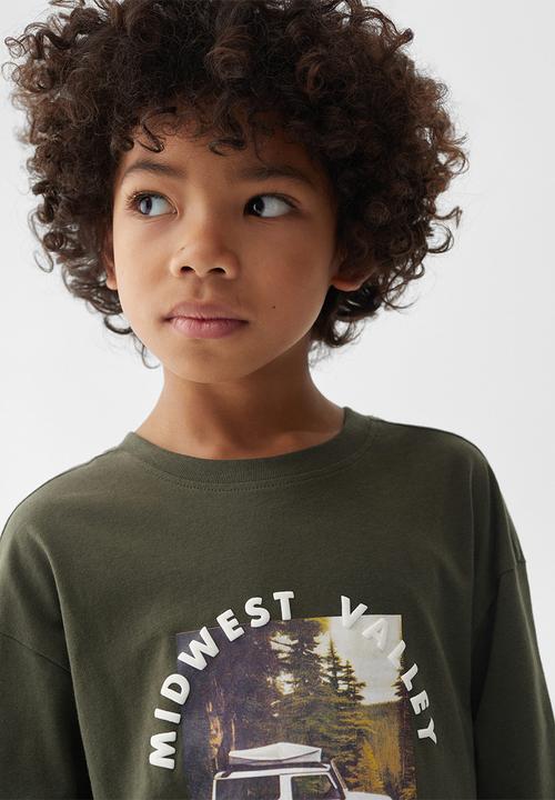 MANGO - T-shirt midwest - dark green