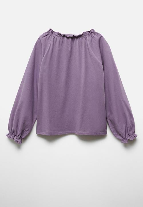 MANGO - T-shirt smocky - pastel purple