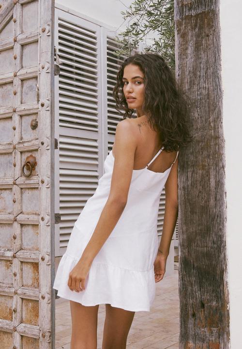 Cotton On - Frankie linen one shoulder mini dress - white