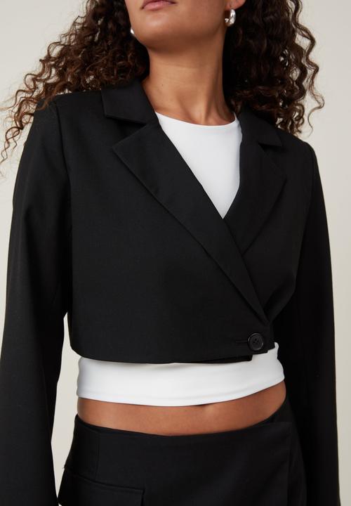 Cotton On - Cropped blazer - black