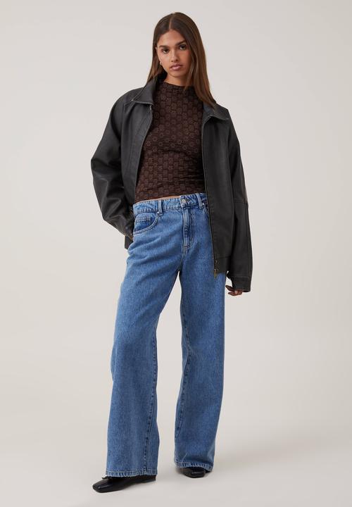 Cotton On - Luna textured mock neck long sleeve top - dark oak