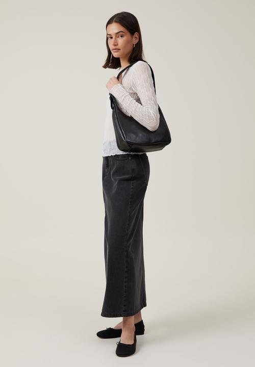 Cotton On - Halle textured mesh crew neck long sleeve top - off white