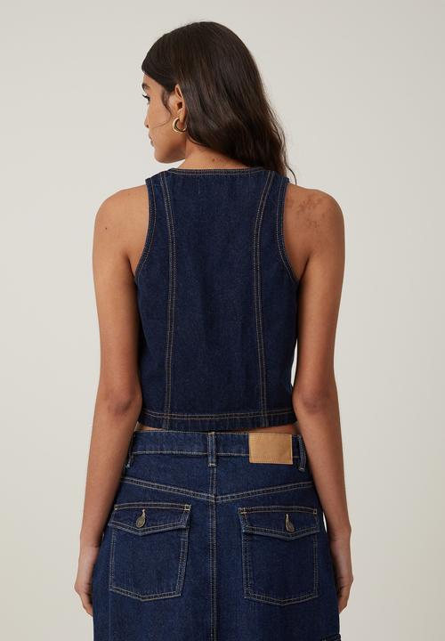 Cotton On - Fitted denim vest - indigo