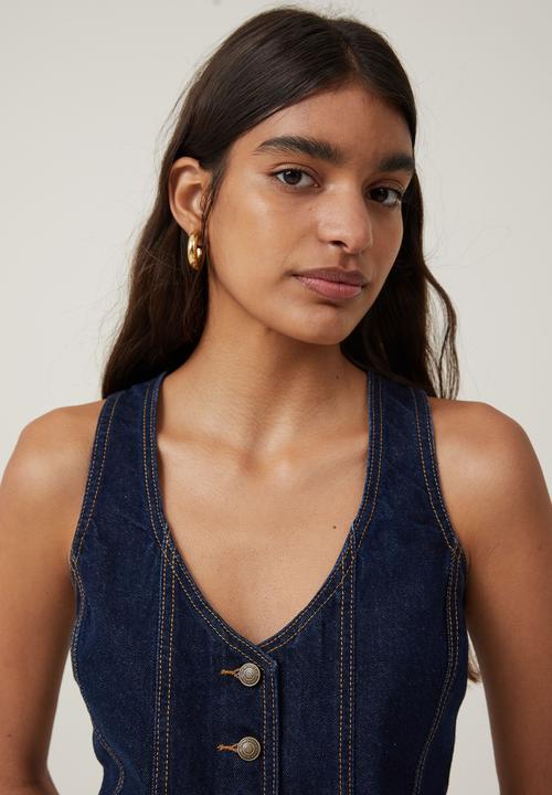 Cotton On - Fitted denim vest - indigo