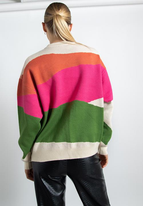 Daisy Street - knitted landscape jumper - multi