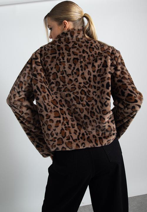 Daisy Street - Cropped printed fur jacket - leopard print