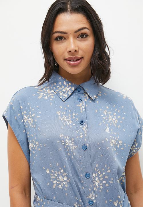 POLO - Women excl printed ss dress - blue