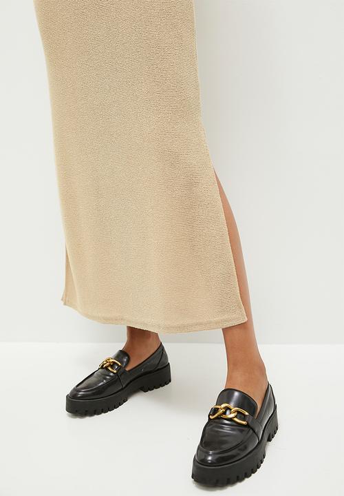 Me&B - Collared Maxi Crochet Dress - Stone
