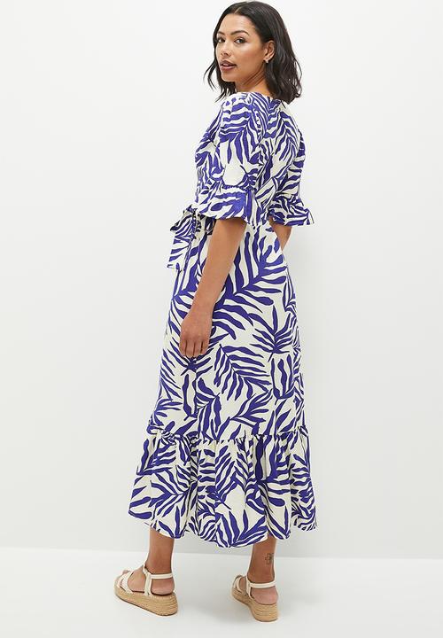 edit - Wrap maxi dress - marina print blue