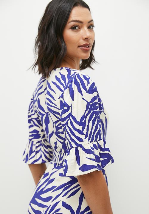 edit - Wrap maxi dress - marina print blue