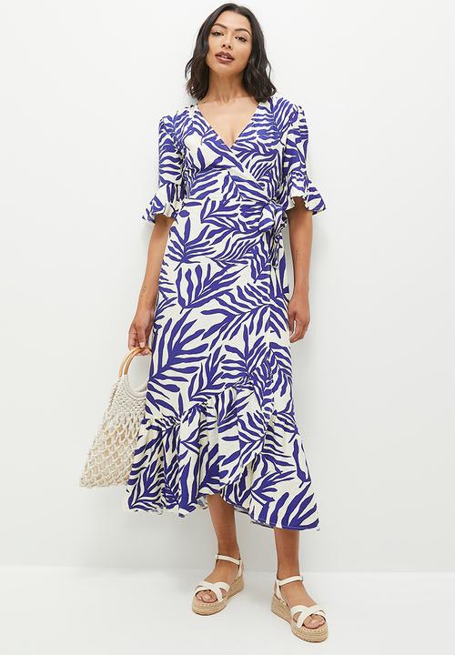 edit - Wrap maxi dress - marina print blue
