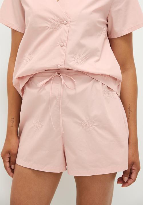 edit - collarless shirt & short set -  blush