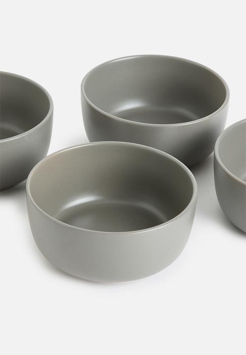 Excellent Houseware - Emble stoneware cereal bowl  of 4 - grey