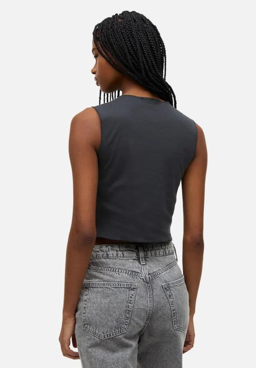 H&M - Printed vest top - dark grey/the rolling stones