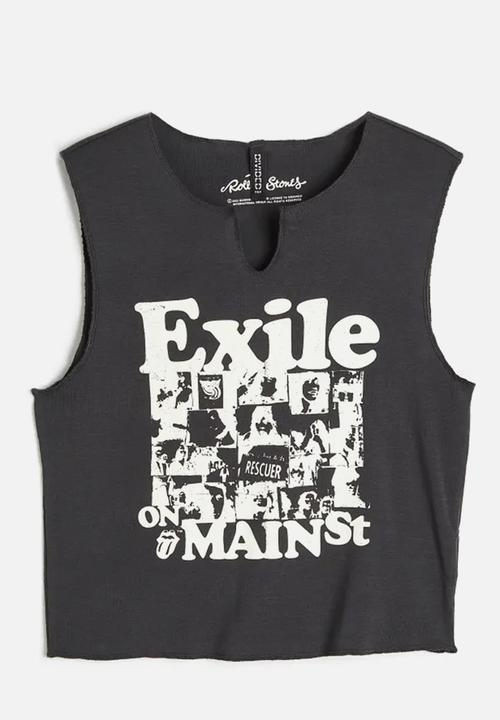 H&M - Printed vest top - dark grey/the rolling stones