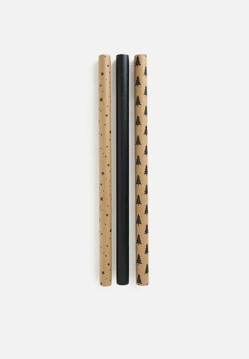 H&M - 3-pack gift wrap - neutral & black 