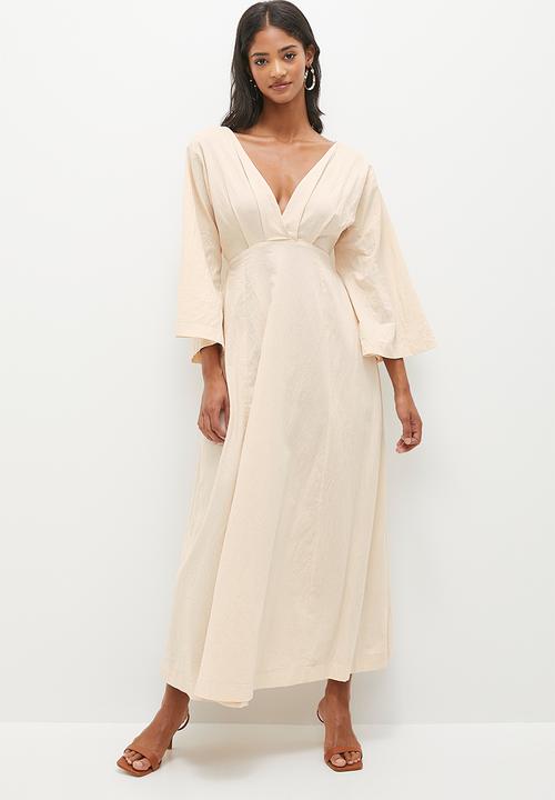 MILLA - Cross back fit and flare midaxi dress-ecru