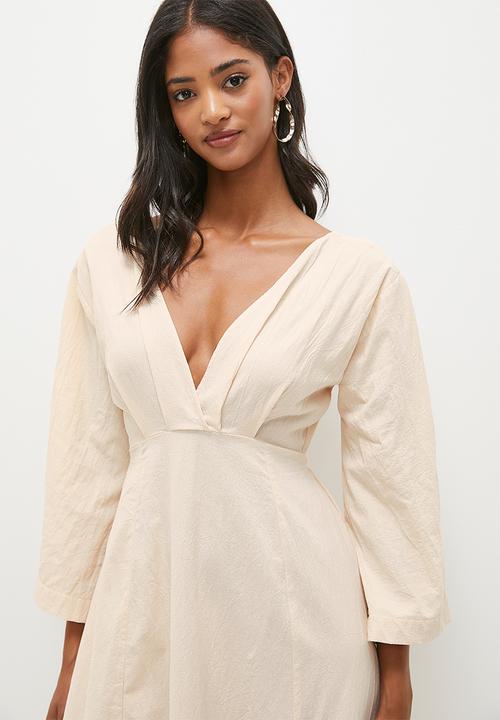 MILLA - Cross back fit and flare midaxi dress-ecru