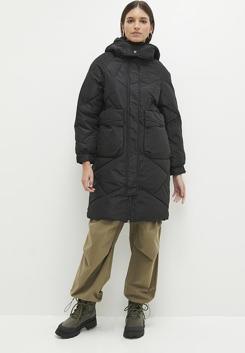 dailyfriday - Hooded puffer coat - black