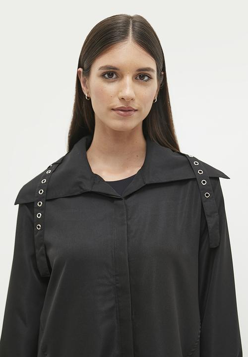 dailyfriday - Hooded trench coat -  black