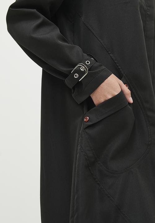 dailyfriday - Hooded trench coat -  black