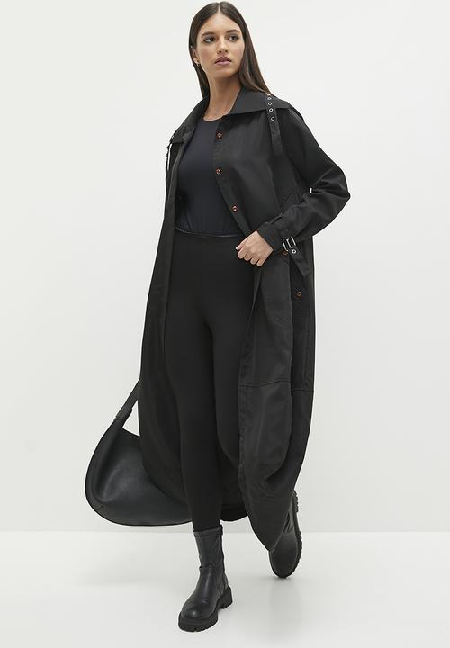 dailyfriday - Hooded trench coat -  black