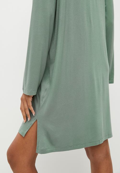 Superbalist - Knit button down sleep shirt - sage