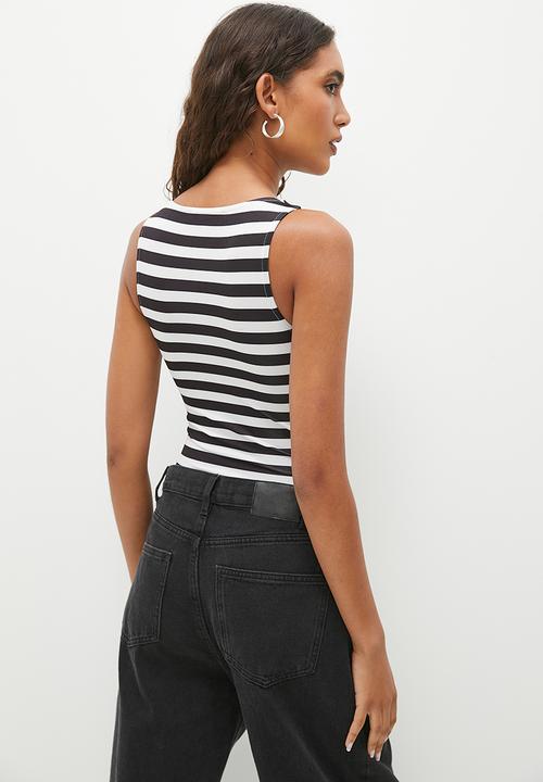Superbalist - Boatneck bodysuit - black stripe.