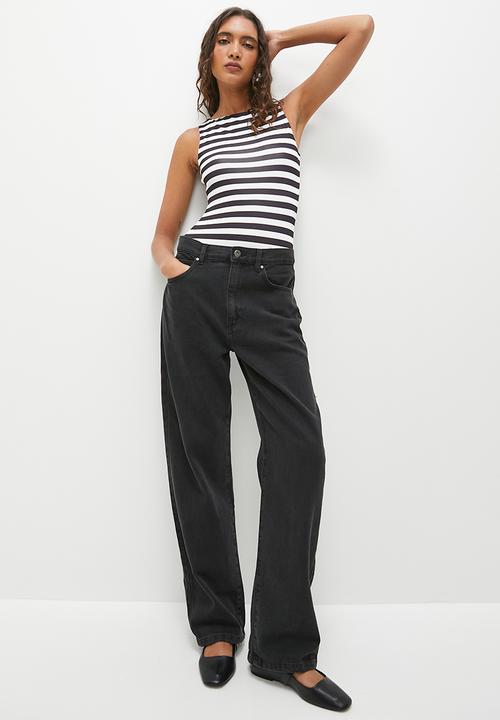 Superbalist - Boatneck bodysuit - black stripe.