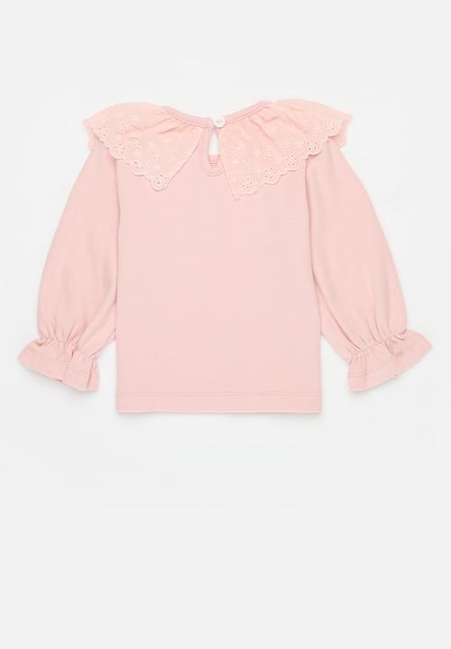 Pop Candy - Girls tee with embroidered collar - pink