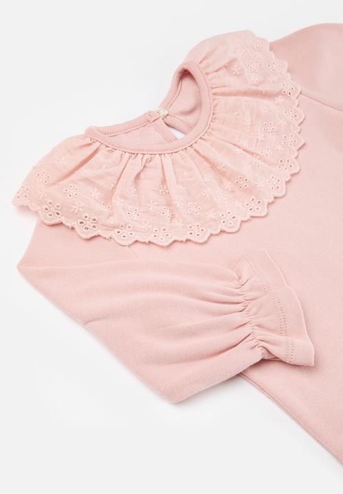 Pop Candy - Girls tee with embroidered collar - pink
