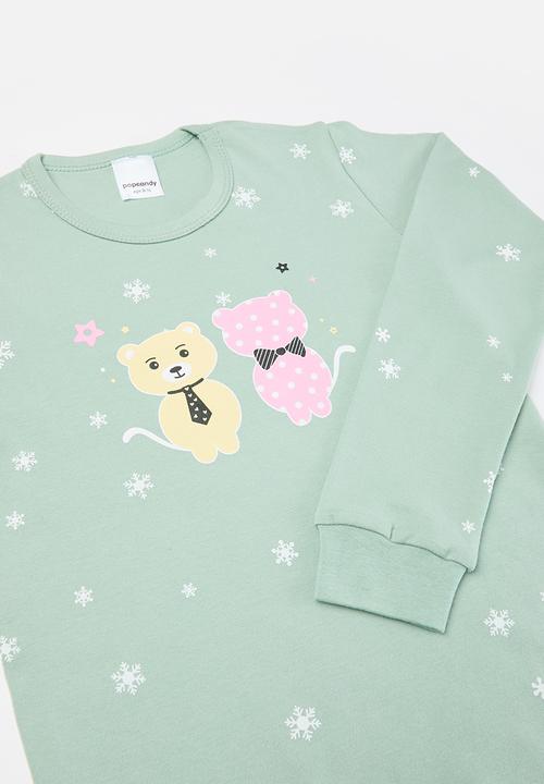 Pop Candy - Cat print pj set - green